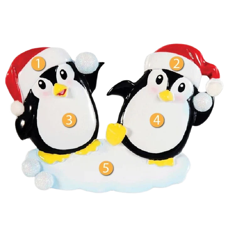 Environmentally Friendly PolarX Personalized Penguin Couple Ornament Traditional