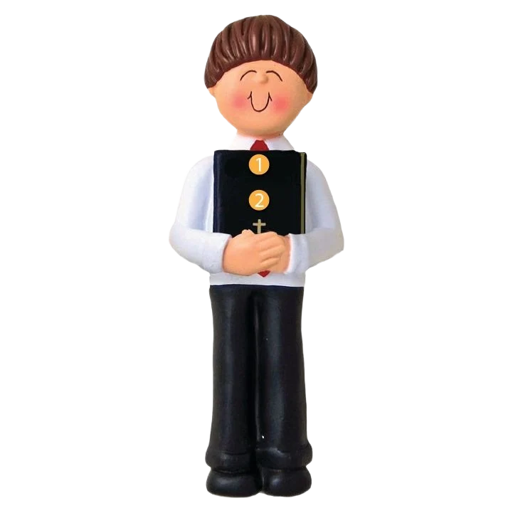 Elegant Ornament Central Personalized Brunette Male 1st Communion Ornament Comfortable