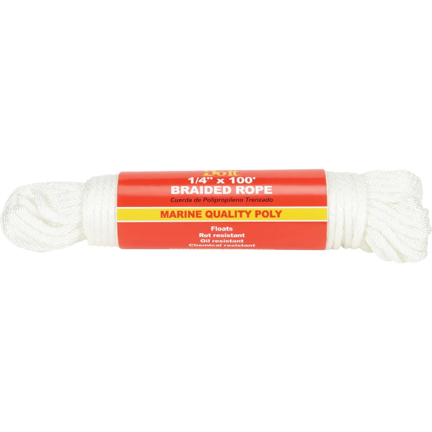 Superior Do it White Solid Braided Polypropylene Packaged Rope 1 4 in. x 100 ft. Modern