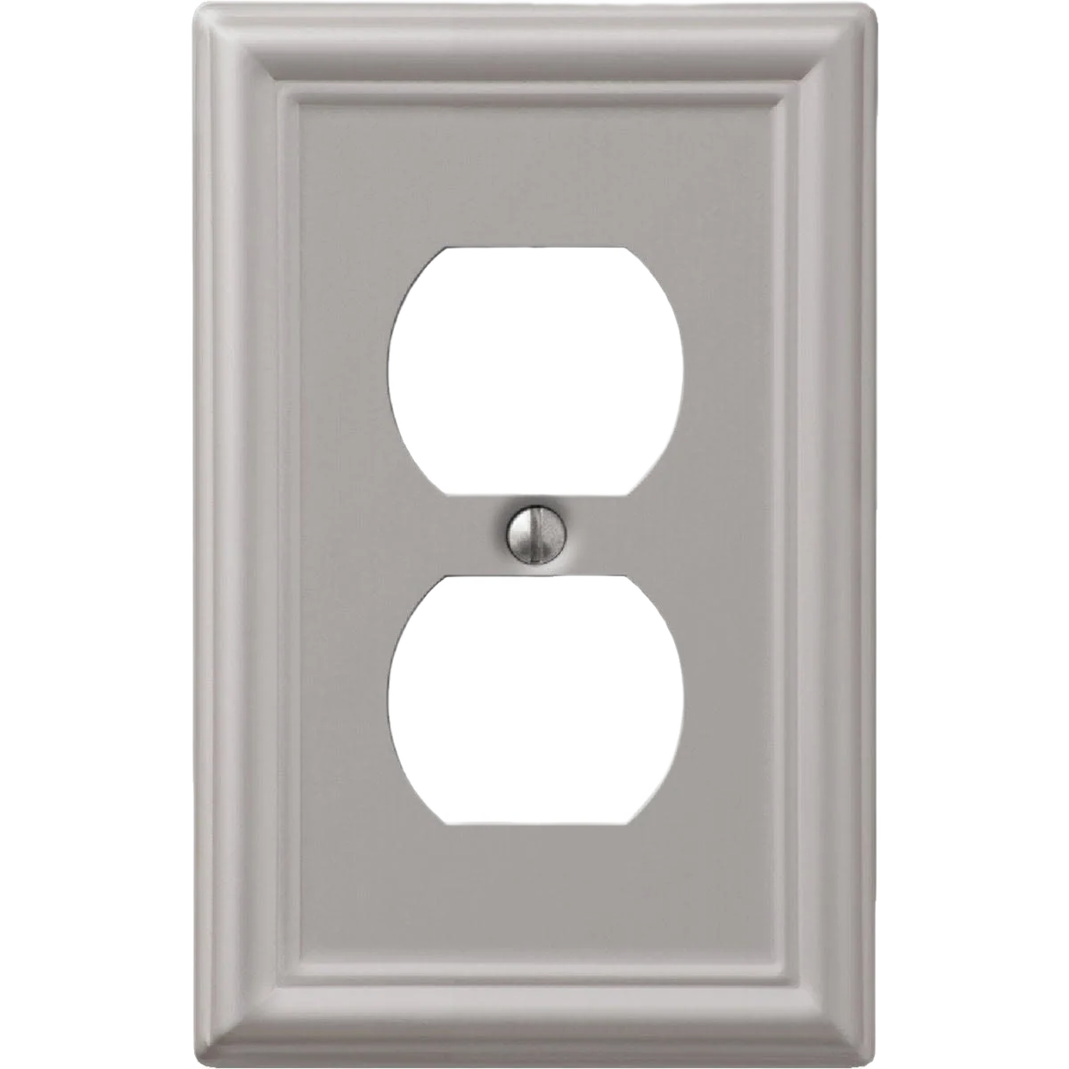 Modern Amerelle Chelsea Stamped Steel 1-Gang Outlet Wall Plate Brushed Nickel Advanced