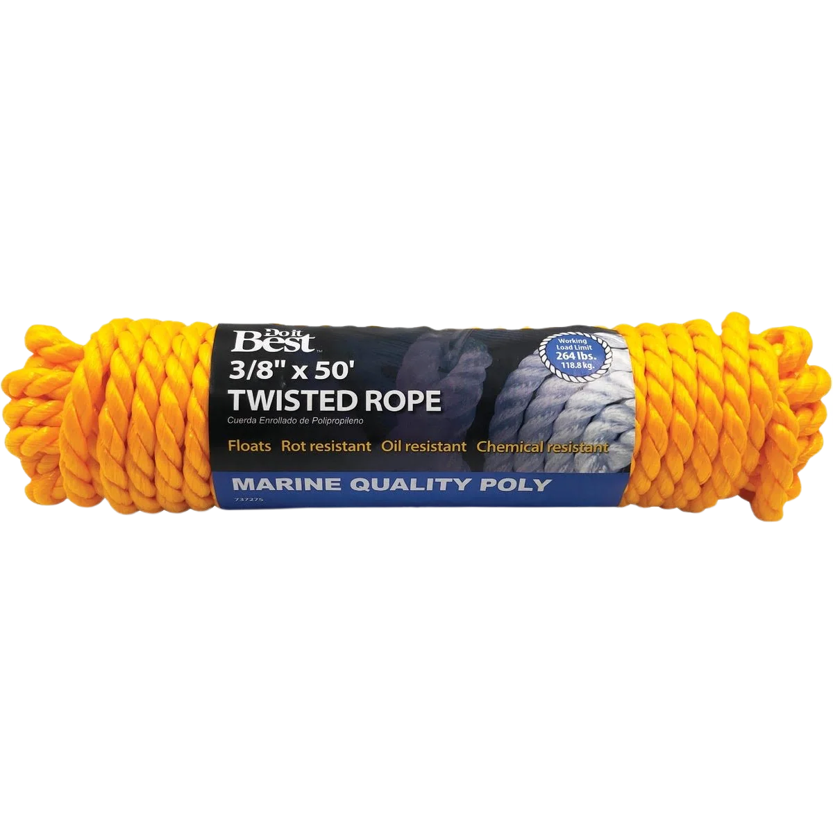 Fast Do it Yellow Twisted Polypropylene Packaged Rope 3 8 In. x 50 Ft. Efficient