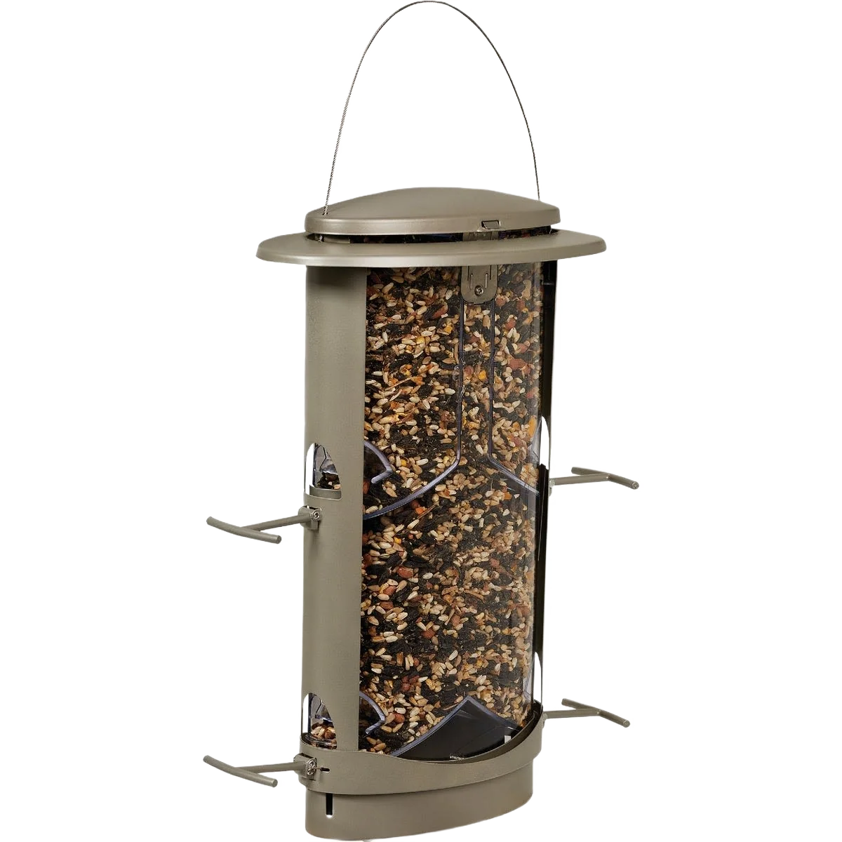 Sustainable Squirrel-X X1 Tan Plastic Elliptical Tube Bird Feeder 4.2 lb. Capacity Specialty