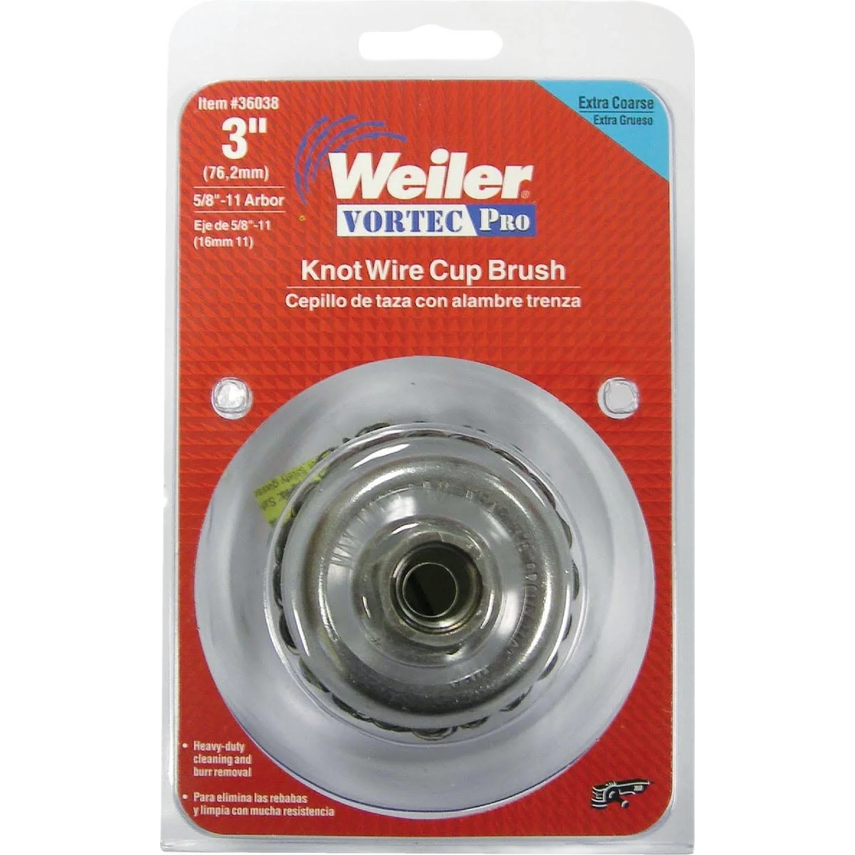 Enhanced Weiler 3 In. Knotted Vortec Angle Grinder Wire Brush Powerful