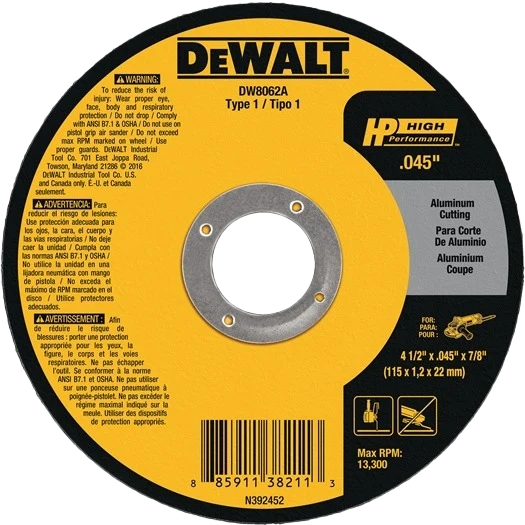 Unique DEWALT 4-1 2 x 7 8 High Performance Aluminum Cutting Wheel Convenient