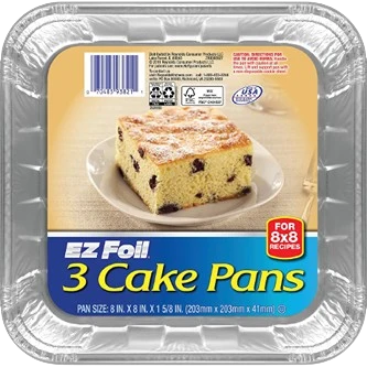 Environmentally Friendly Hefty EZ Foil Pan Square Cake Pan 3-Pack Secure