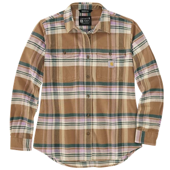 Consistent Carhartt Women's XS Flaxseed TENCEL trade Fiber Series Long-Sleeve Flannel Shirt Verified