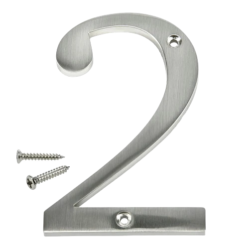 Sustainable Hillman Distinctions 4-In. Flush Mount Nickel House Number 2 Detailed