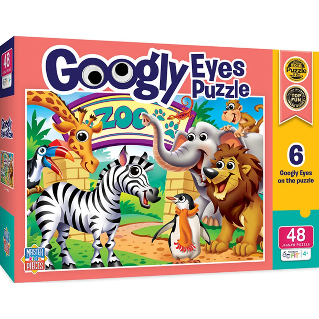 Powerful MasterPieces Googly Eyes 48-Piece Zoo Animals Kids Puzzle Official
