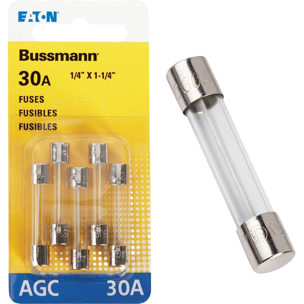 Contemporary Bussmann Fuses 30A Glass Tube Automotive Fuse 5-Pack Dependable