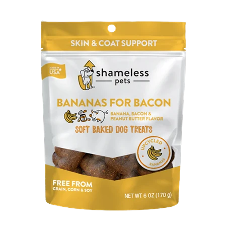 Clean Shameless Pets Bananas for Bacon Soft Baked Dog Treats 6 oz. Convenient