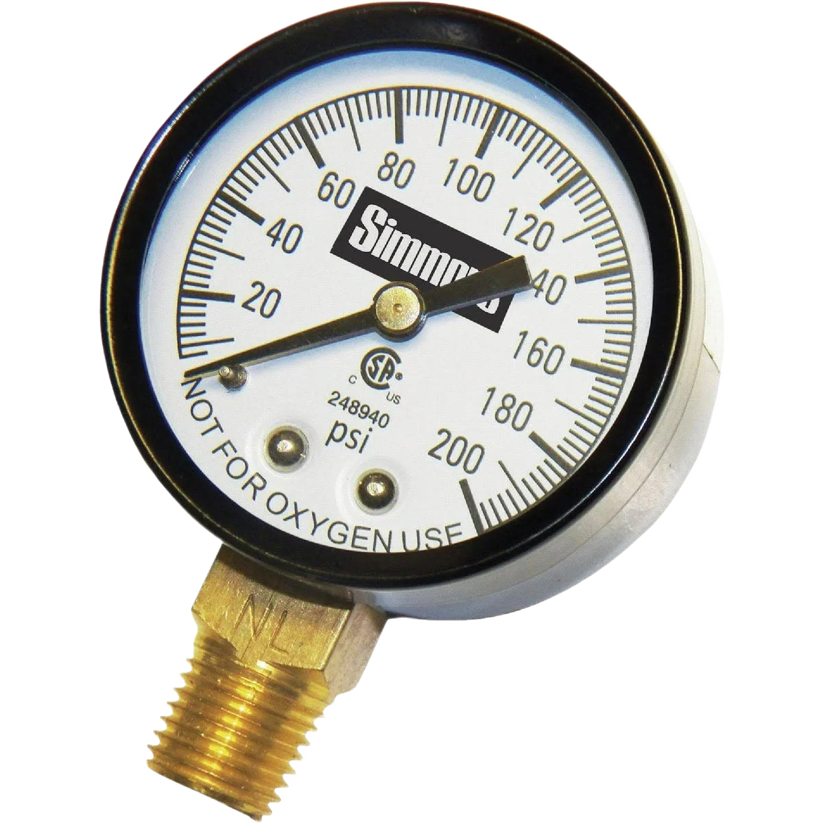 Fine Simmons 1 4 MPT 200 PSI Pressure Gauge Trendy