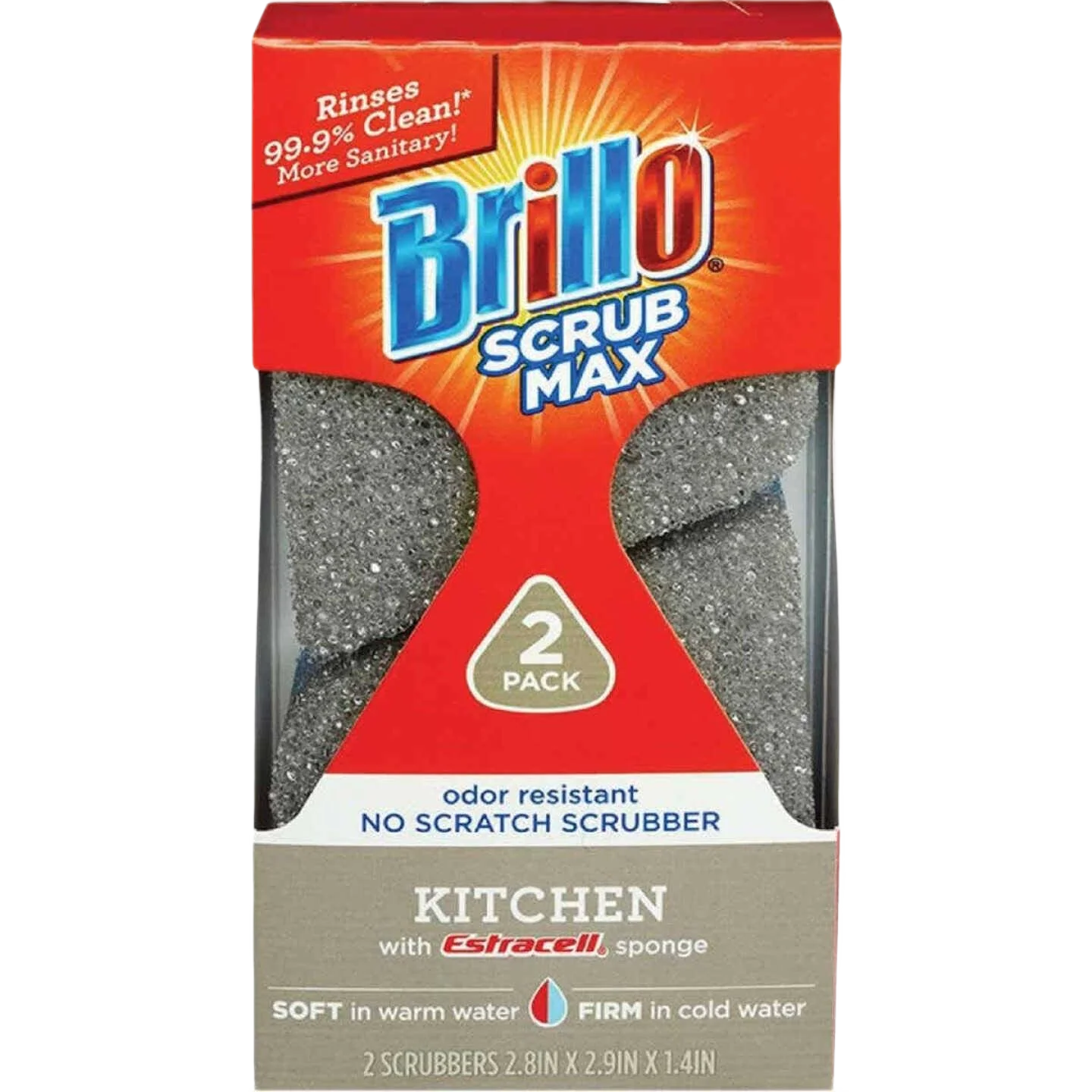 Premium Brillo Scrub Max Kitchen Scrub Sponges 2-Count Consistent