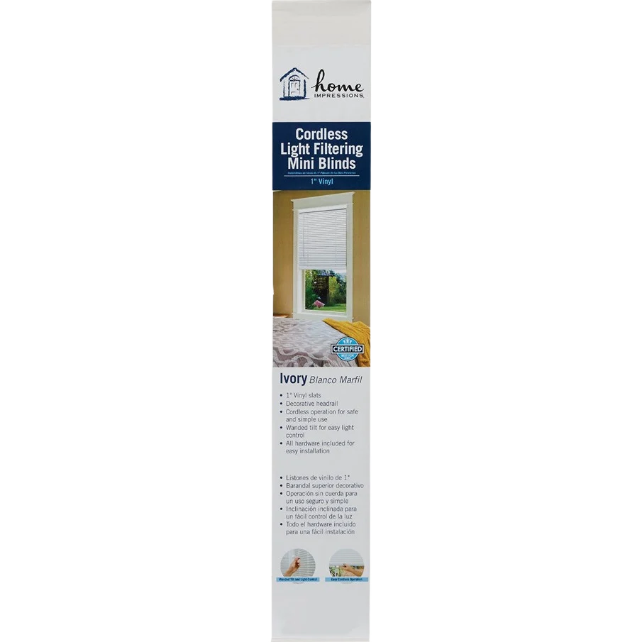 Superior Home Impressions Ivory Vinyl Cordless Mini Blind 46 x 64 x 1 Clean