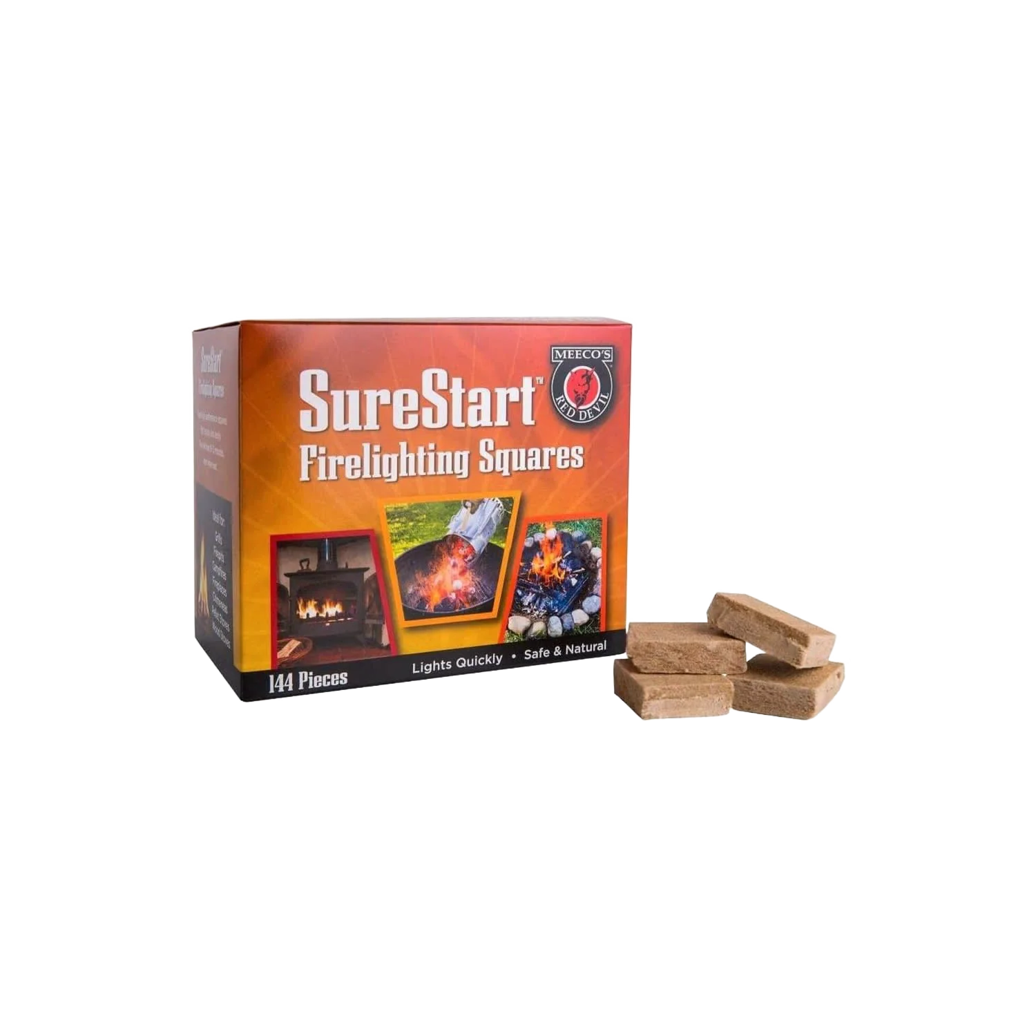 First-Class Meeco's Red Devil SureStart Fire Starter Squares 144 Pack Easy-to-Use