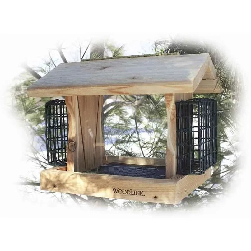 Original WoodLink Cedar Bird Feeder with 2 Suet Cages Casual