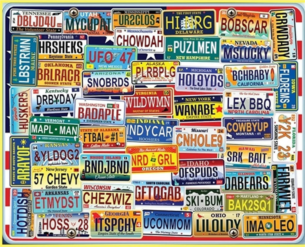 Classic White Mountain Vanity Plates Puzzle 1000 Pieces High-Grade