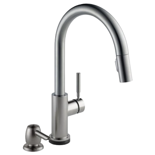 First-Class Delta Trask Spotshield Stainless Single Handle Kitchen Faucet with Touch 2O Next-Generation