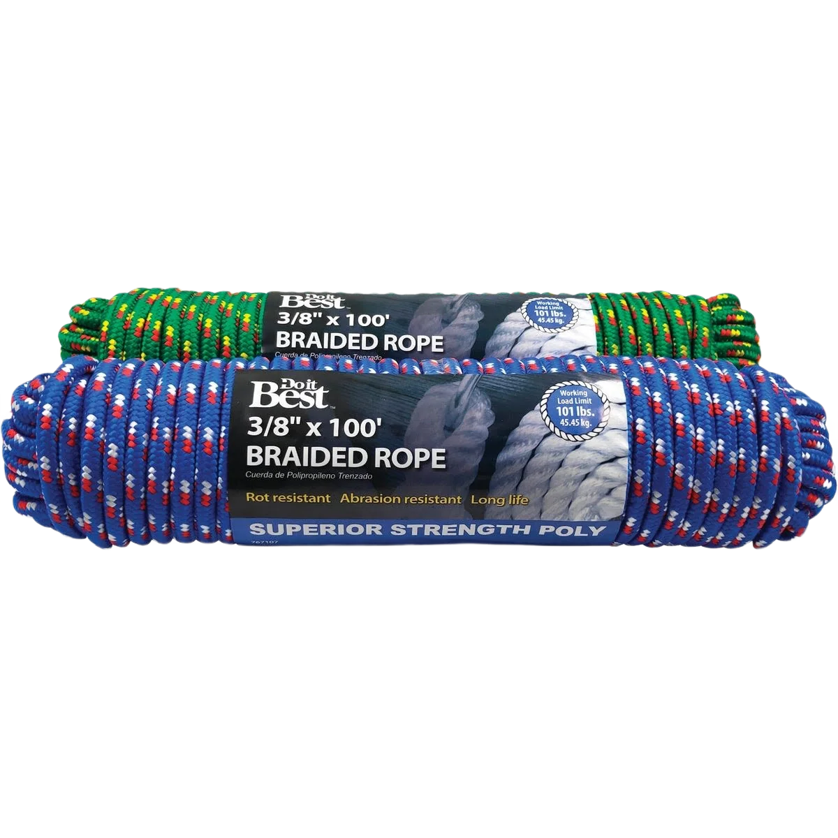 Refined Do it Assorted Colors Double Braided Polypropylene Packaged Rope 3 8 In. x 100 Ft. Powerful