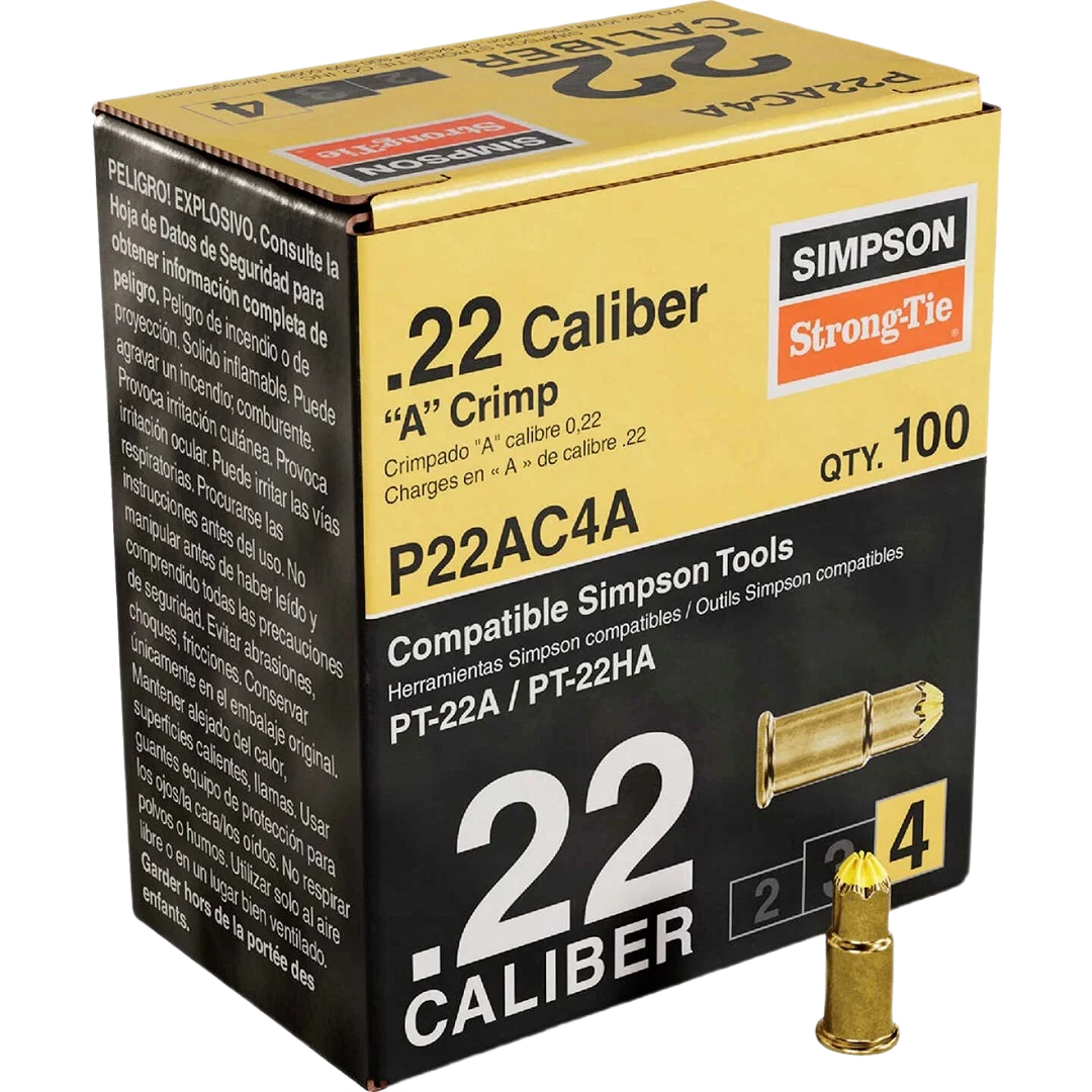 Healthy Simpson Strong-Tie Yellow 0.22-Caliber Single-Shot A Crimp LVL 4 100 Shot Crafted
