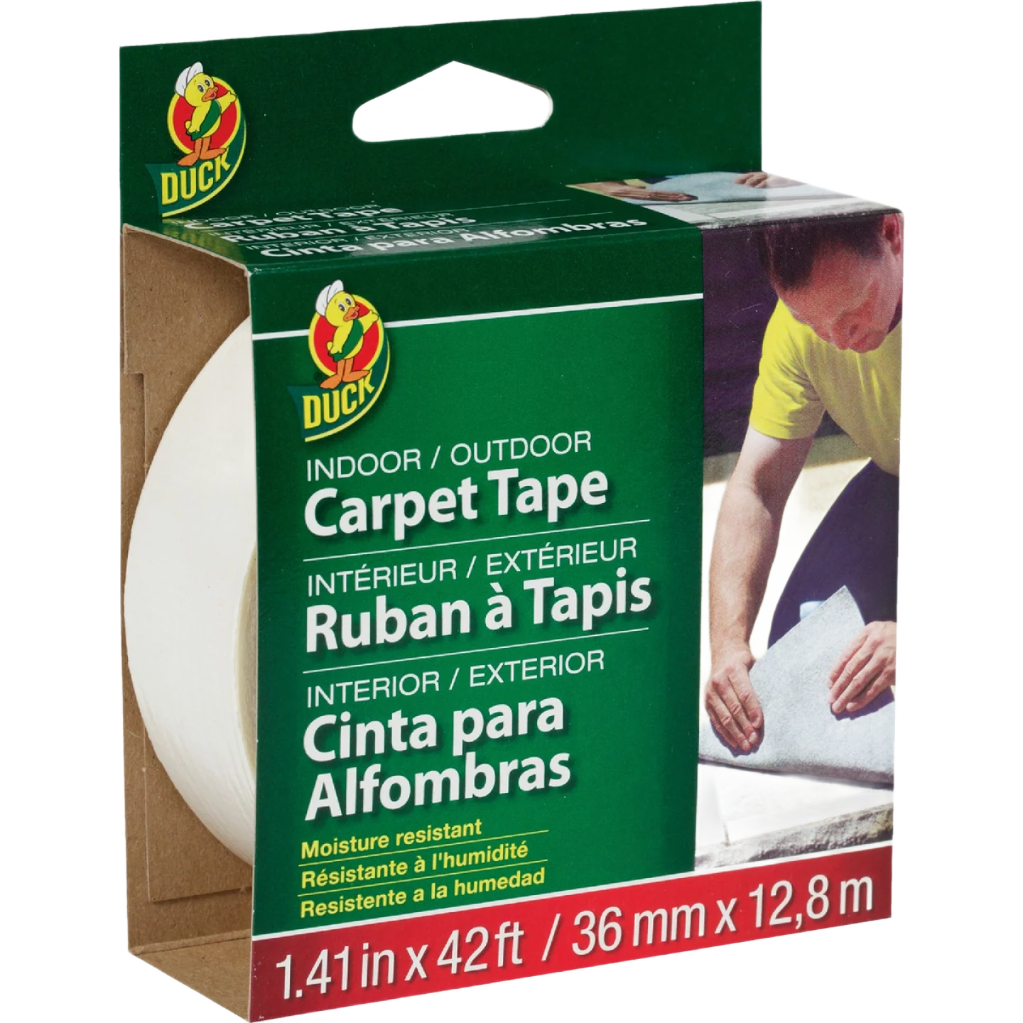 Recyclable Duck Brand Indoor Outdoor Carpet Tape 1.41 in. x 42 ft. Secure
