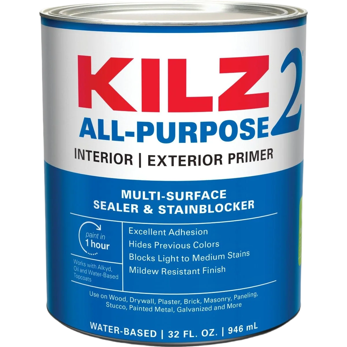 Prestigious KILZ White Latex Interior Exterior Sealer Stain Blocking Primer 1 Quart Fast