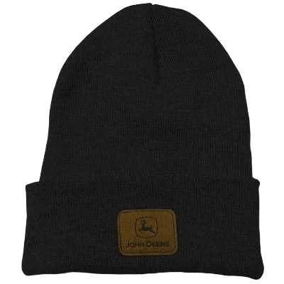 Recyclable John Deere Leather Patch Beanie Black High-Quality