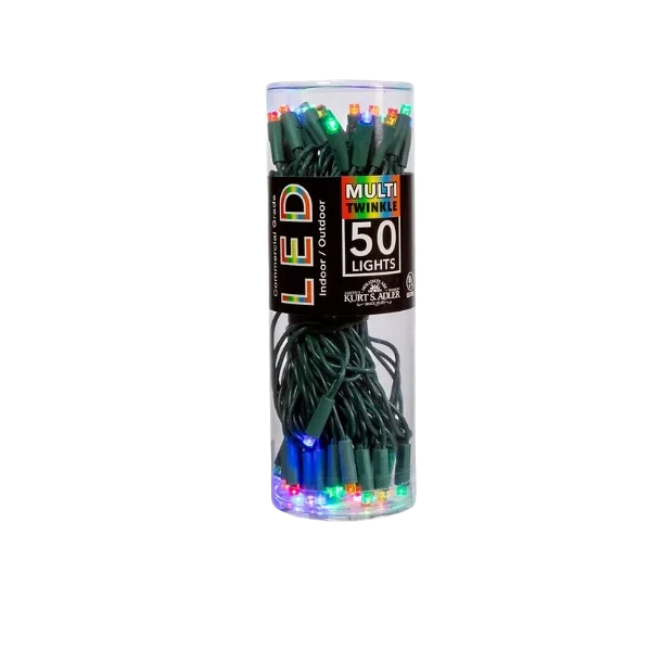 Minimalist Kurt S. Adler UL Multi-Color Twinkle LED Green Wire Light Set 50 Lights Verified