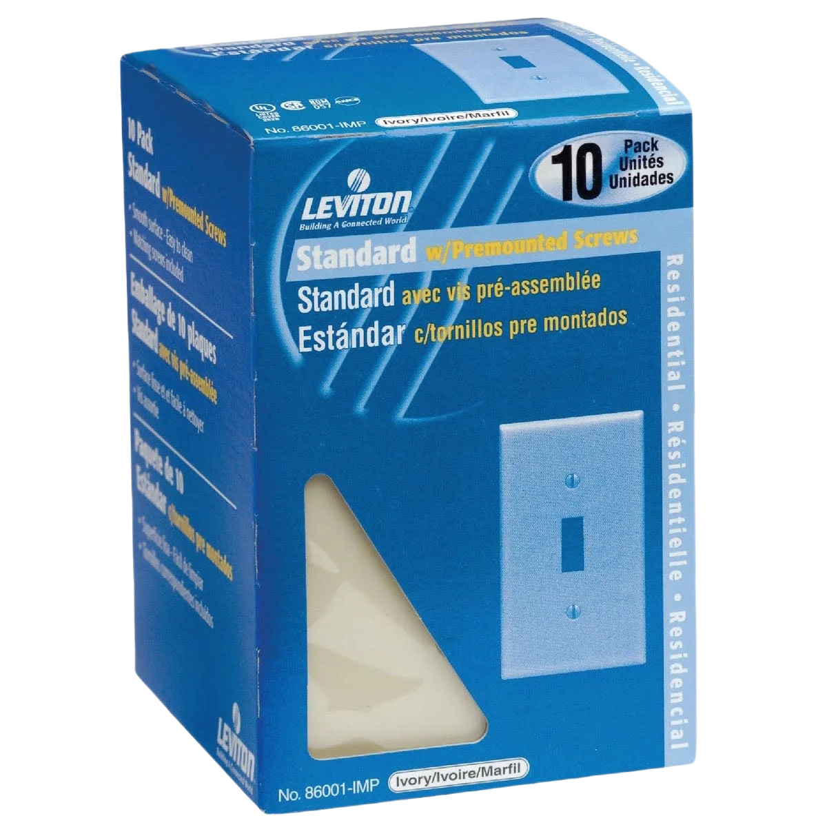 Contemporary Leviton 1-Gang Plastic Toggle Switch Wall Plate Ivory 10-Pack Green