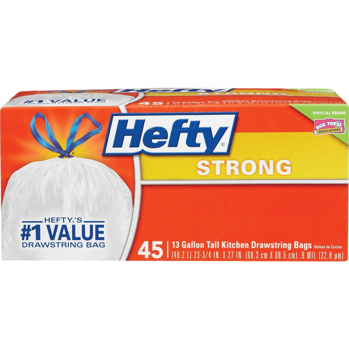 Trendy Hefty Strong 13 Gallon Tall Kitchen White Trash Bags 45-Count Quality