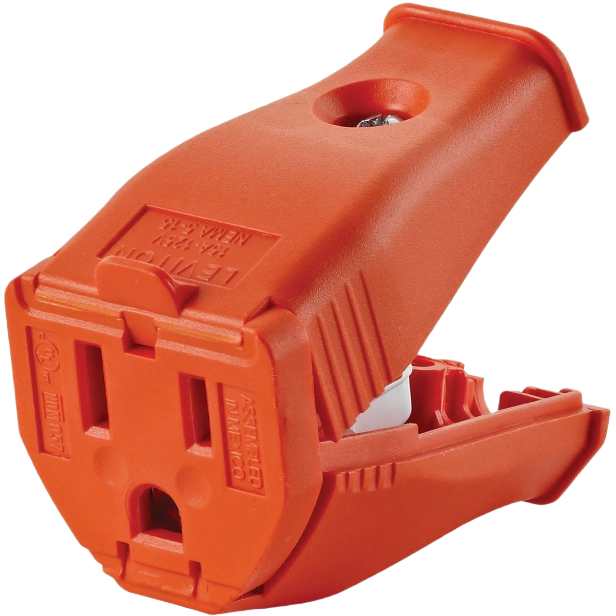 Powerful Leviton 15 Amp Orange Clamp Tight Cord Connector Efficient