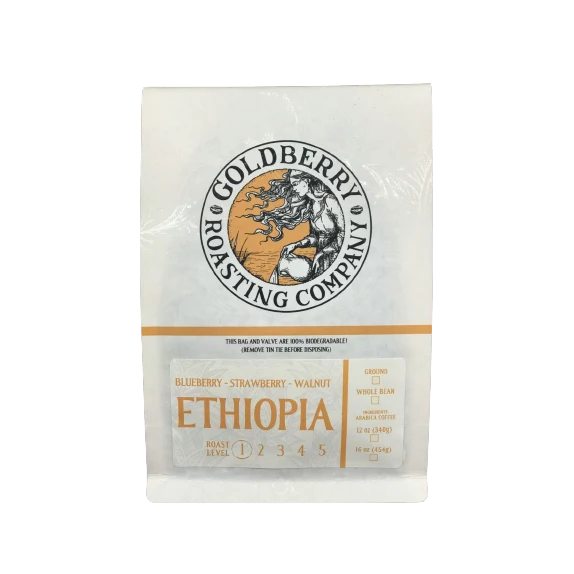 Quality Goldberry Roasting Company Organic Ethiopia Natural Bean Coffee 12 oz. Clean