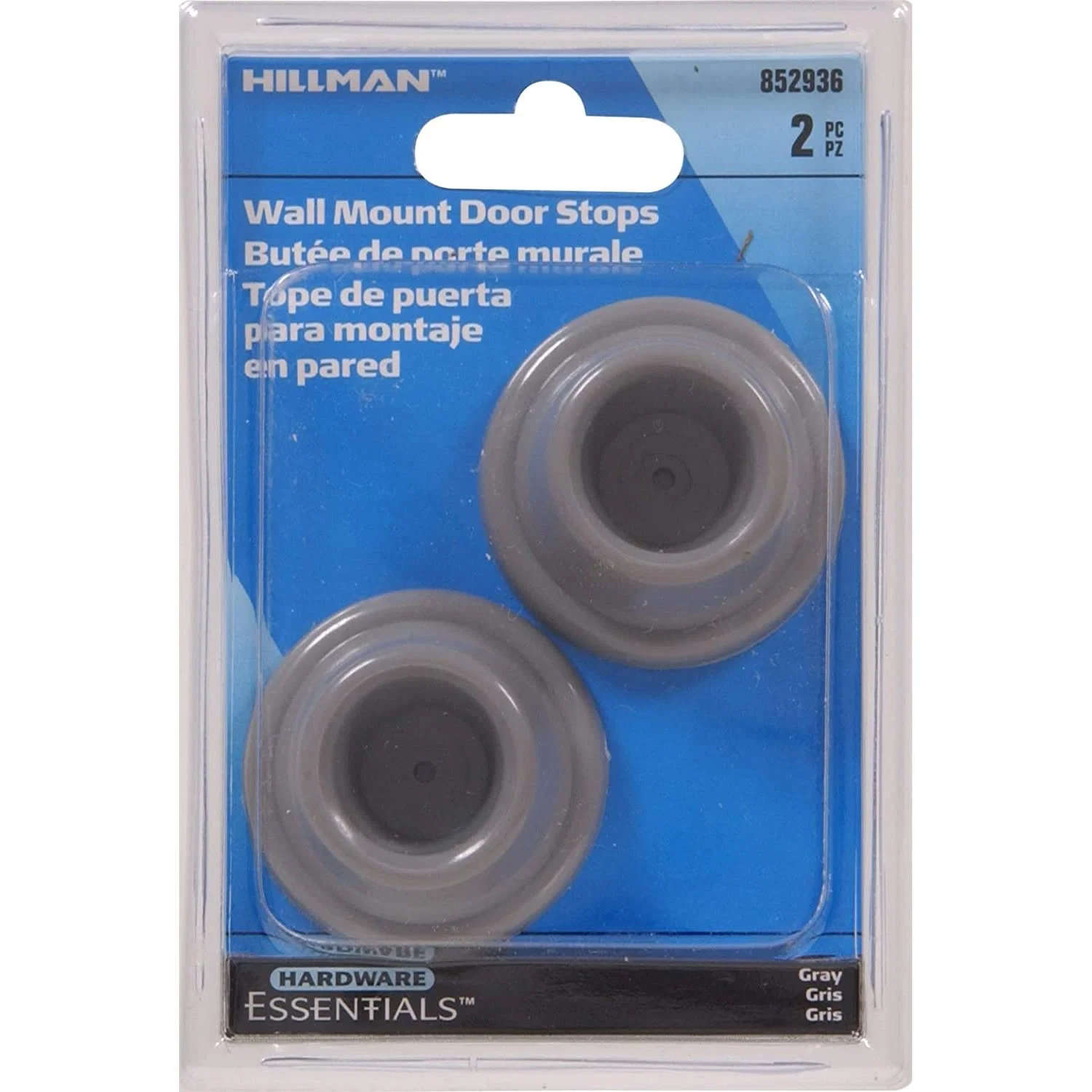 Optimized Hillman Gray Self Adhesive Plastic Wall Mount Stop 1-7 8 in. Enhanced