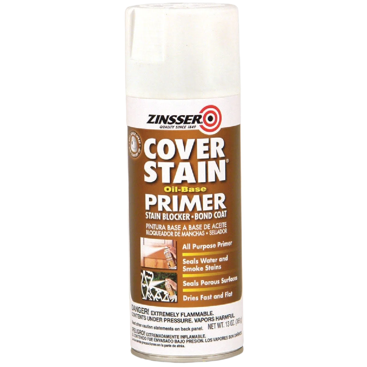 Organic Zinsser Cover-Stain White Oil Base Primer Spray 13 oz. Fine