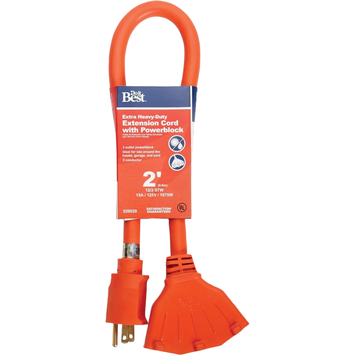 Professional Do it Orange 12 3 Extension Cord with Powerblock 2 ft. Optimized