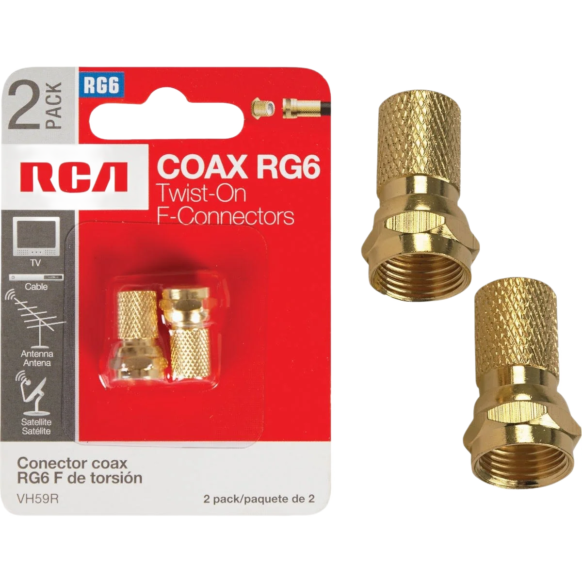 Selected RCA RG Twist-On Coaxial F-Connector 2-Pack Consistent