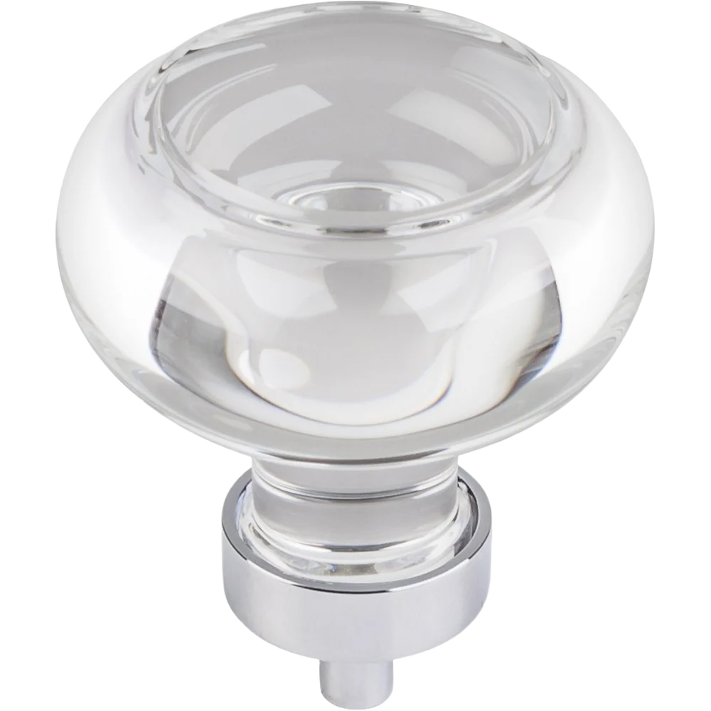 Crafted Hardware Resources Glass Button Knob Polished Chrome Flexible