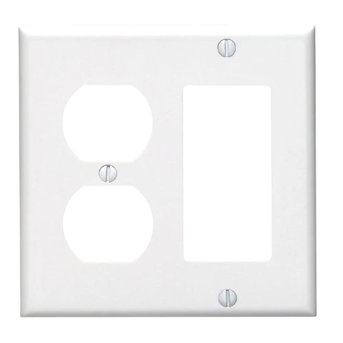 Enhanced Leviton 2-Gang Rocker Duplex White Outlet Wall Plate Durable