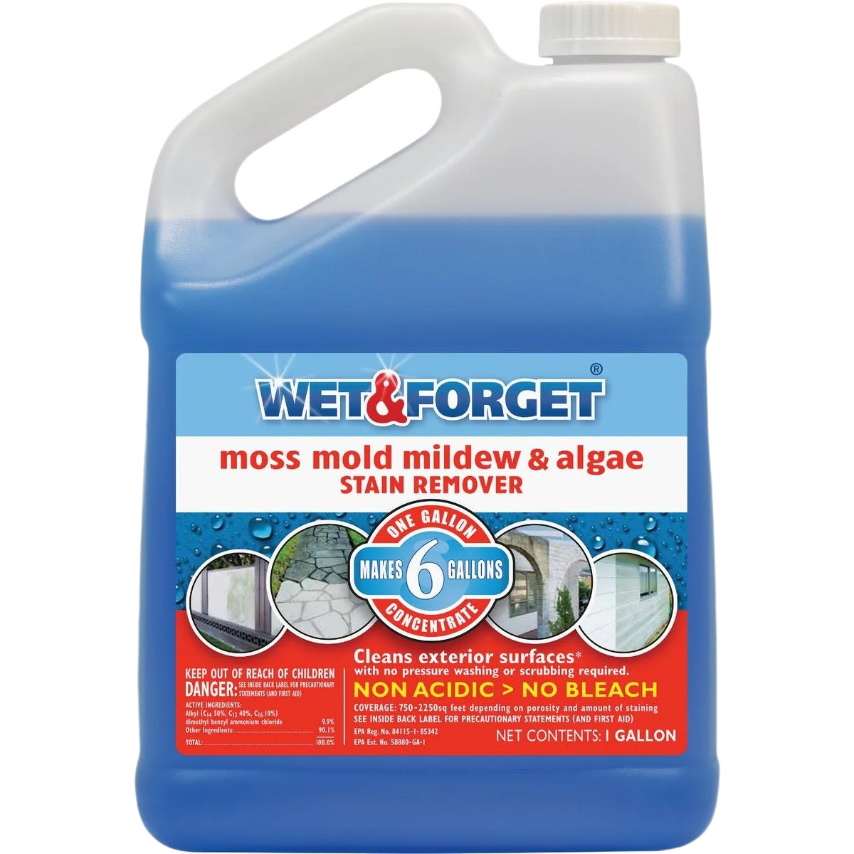 Fast Wet Forget Moss Mildew Algae Mold Stain Remover Gallon First-Class