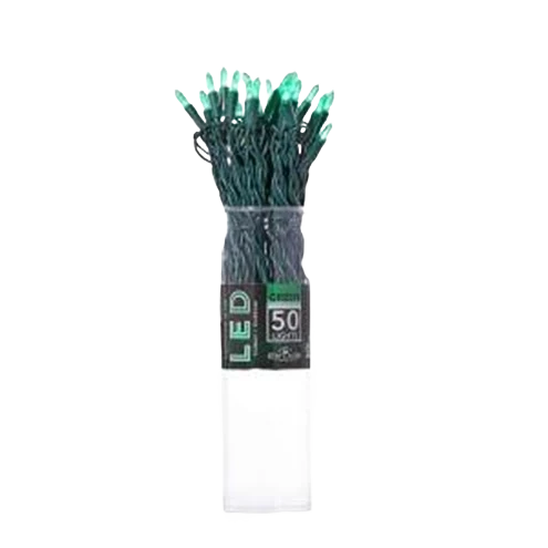 Organic Kurt S. Adler Green Miniature Clear LED String Light Set with Green Wire 50 Lights Recyclable