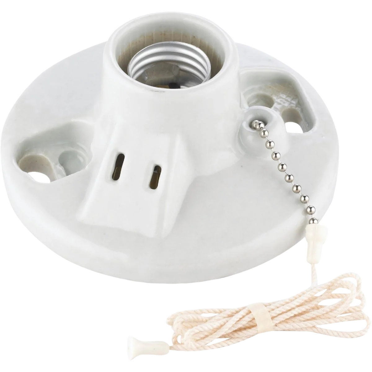 Clean Leviton White Porcelain Incandescent Lampholder with Grounded Outlet Stylish