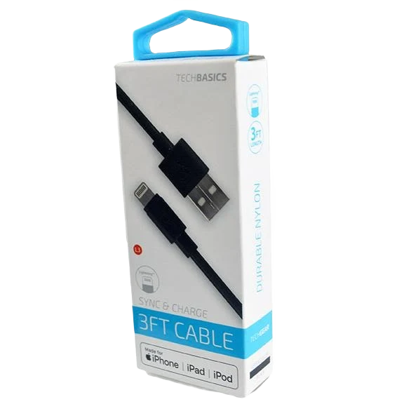 Soft Tech Basics Tech Basics Black MFI Charger Cable 3 ft. Organic