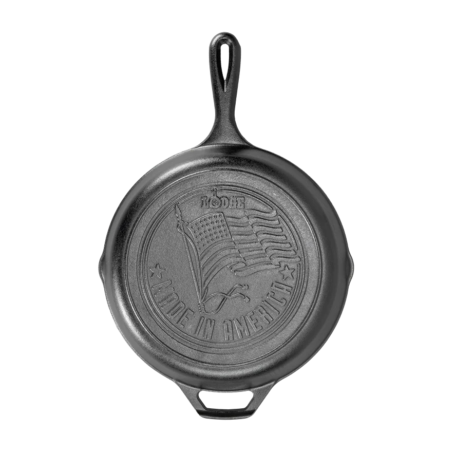 Recyclable Lodge Seasoned Cast Iron American Flag Skillet 10.25 in. Optimized