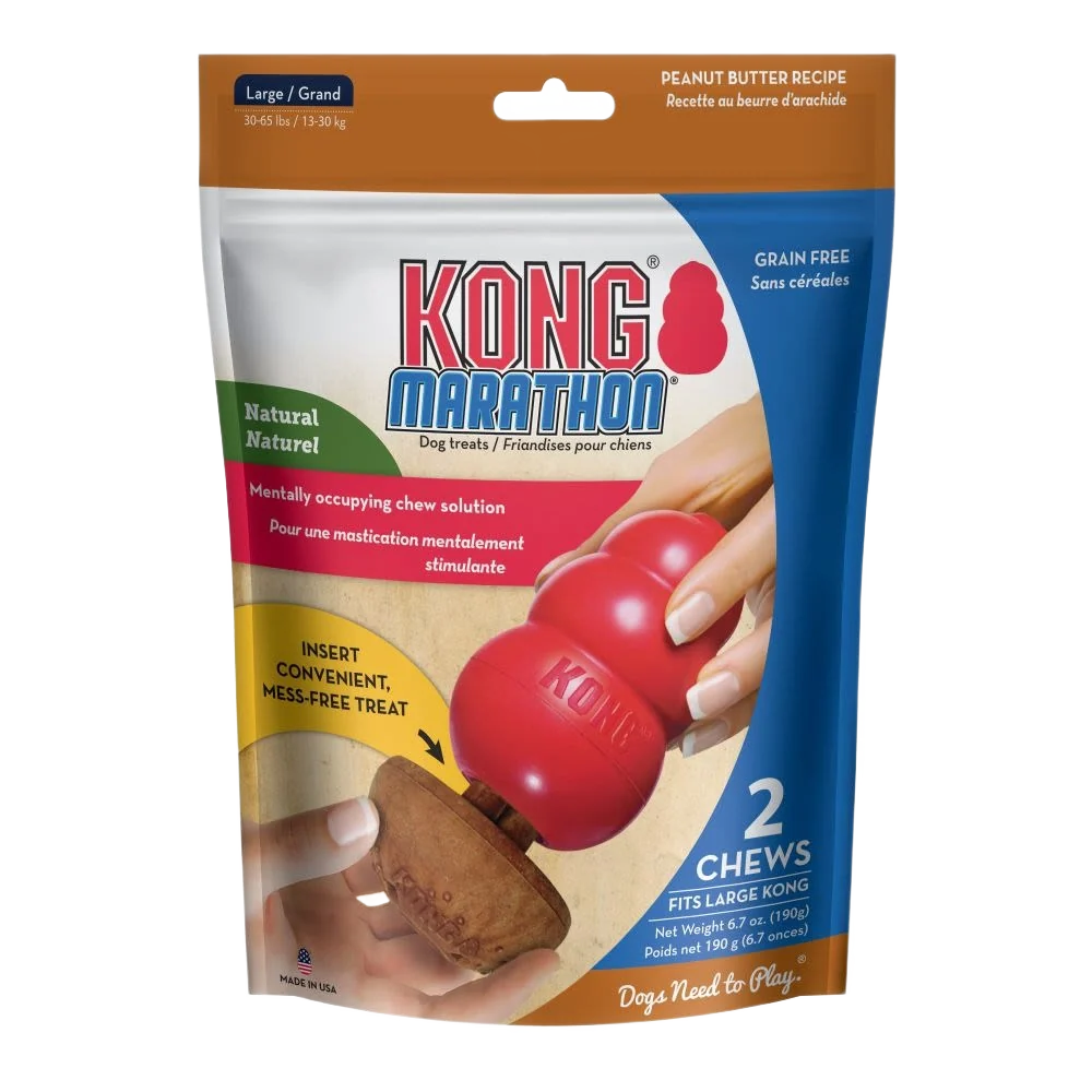 Unique KONG Large Peanut Butter Marathon Chews 2-Pack Consistent