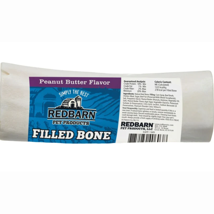 Fine Redbarn Peanut Butter Flavor Filled Dog Bone 5 in. Recyclable