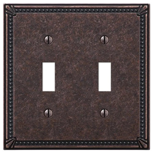 Carefully Designed Amerelle 2 Toggle Imperial Bead Tumbled Antique Bronze Wallplate Consistent