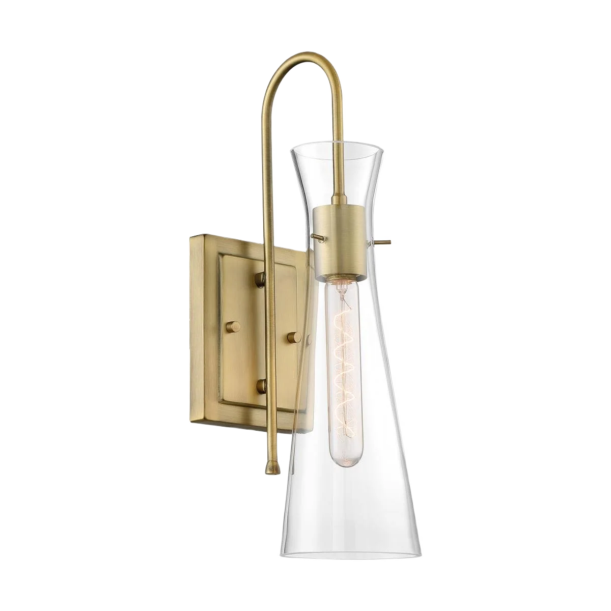 Advanced Satco Bahari 1 Light Wall Sconce with Clear Glass and Brass Finish 17.50 in. Long-Lasting