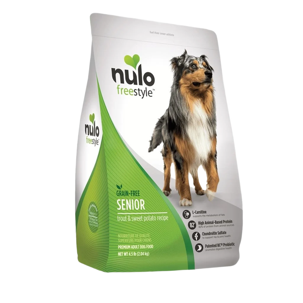 Advanced Nulo style Trout Sweet Potato Senior Dry Dog Food 4.5 lb. Powerful