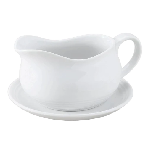 Exclusive HIC Hotel Gravy Sauce Boat with Saucer Stand Casual