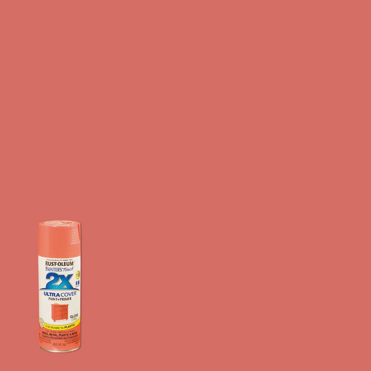 Premium Rust-Oleum Painters' Touch 2X Coral Gloss Spray Paint Primer 12 oz. Durable