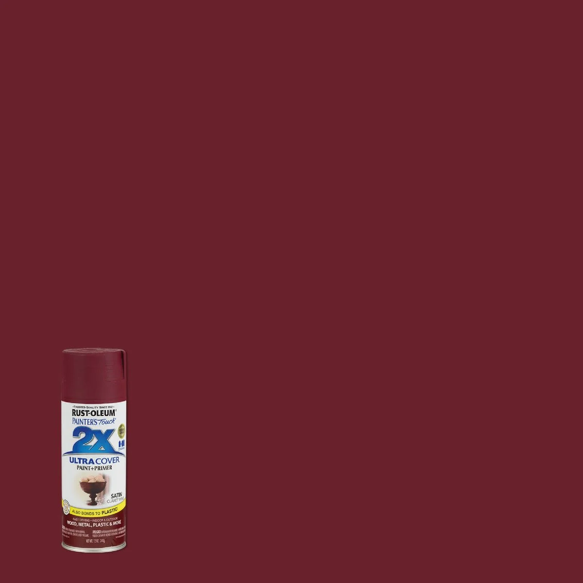 Fine Crafted Rust-Oleum Painters' Touch 2X Claret Wine Satin Spray Paint Primer 12 oz. Refined